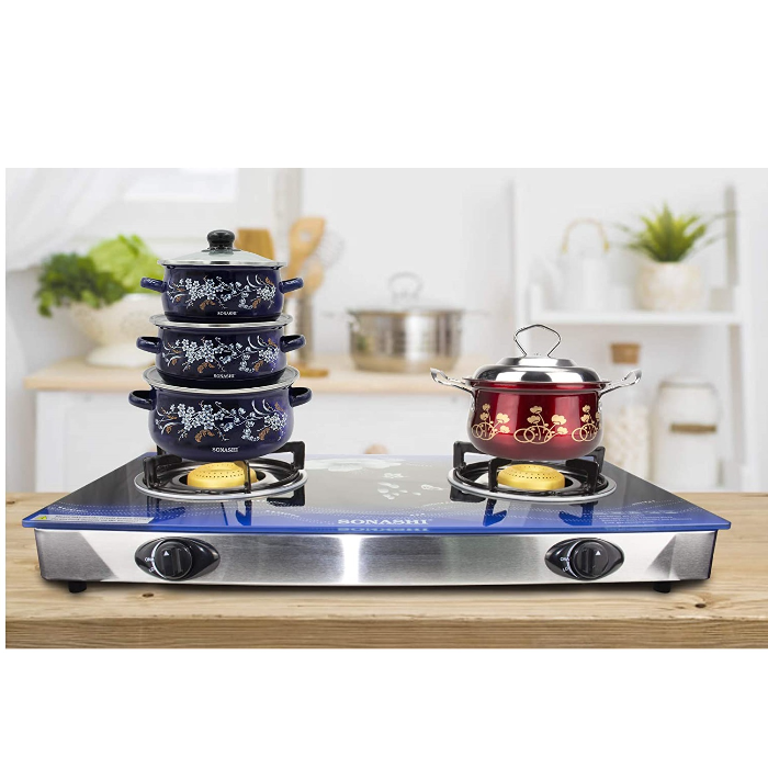 اجاق گاز رومیزی دو شعله شیشه ای سوناشی مدل SGB-202GN