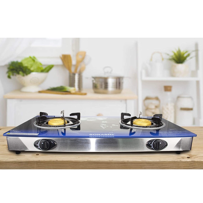 اجاق گاز رومیزی دو شعله شیشه ای سوناشی مدل SGB-202GN