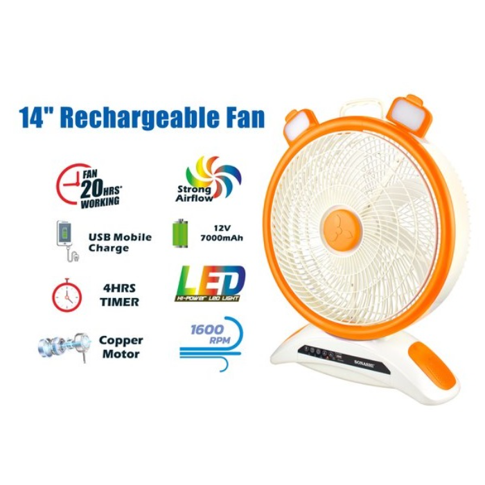 پنکه رومیزی شارژی(کارکرد 20ساعت) سوناشی مدل SRF-614R