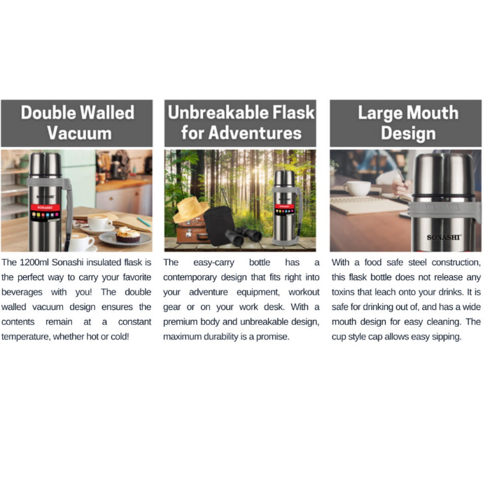 فلاسک مسافرتی 1 لیتری سوناشی مدل SVF-1000